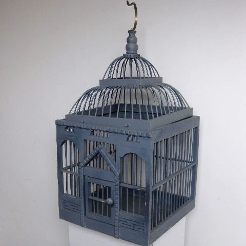 BIRDCAGE, Matchstick Style - Blue/Grey Square